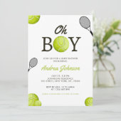 Oh Boy Tennis Baby shower Uitnodiging (Staand voorkant)