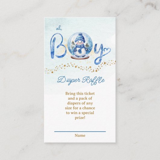 Oh Boy Theme Baby shower Luier Raffle Ticket Informatiekaartje (Voorkant)