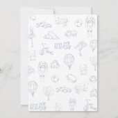 Oh Boy Toile De Jouy Blue Baby shower Kaart (Achterkant)