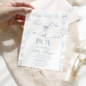 Oh Boy Toile De Jouy Blue Nursery Baby shower Kaart