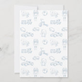 Oh Boy Toile De Jouy Blue Nursery Baby shower Kaart (Achterkant)