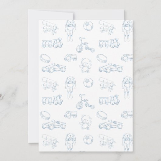 Oh Boy Toile De Jouy Blue Nursery Baby shower Kaart (Achterkant)
