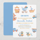 Oh Boy Toys Schattige Baby shower Uitnodiging (Voorkant / Achterkant)