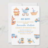 Oh Boy Toys Schattige Baby shower Uitnodiging (Voorkant)