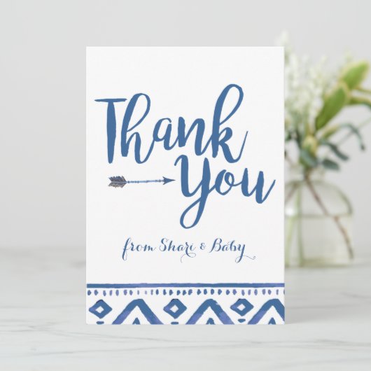 Oh Boy Tribal Baby shower Dank je Bedankkaart (Staand voorkant)