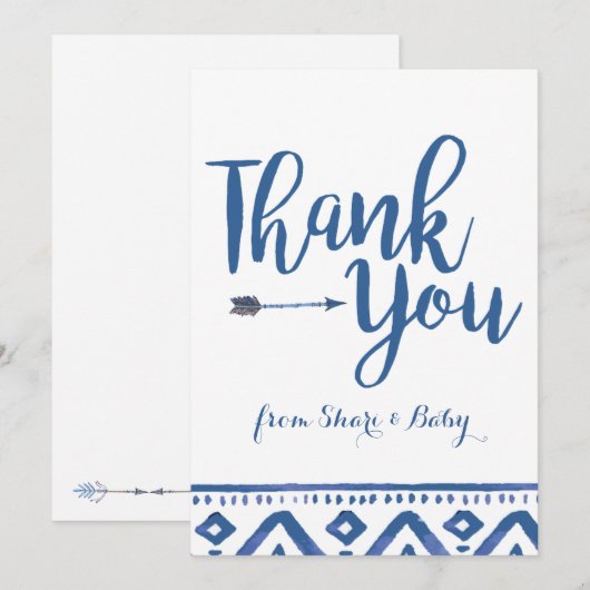 Oh Boy Tribal Baby shower Dank je Bedankkaart (Voorkant / Achterkant)
