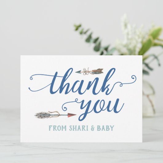 Oh Boy Tribal Baby shower Dank je Bedankkaart (Staand voorkant)