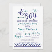 Oh Boy Tribal Baby shower Invitation - BLAUWGROEN  Kaart (Voorkant)