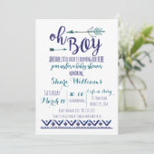 Oh Boy Tribal Baby shower Invitation - BLAUWGROEN  Kaart (Staand voorkant)
