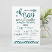 Oh Boy Tribal Baby shower Invitation - Groen Kaart (Staand voorkant)