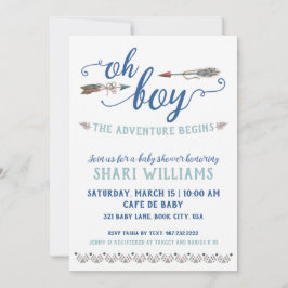 Oh Boy Tribal Baby shower nodiging Kaart