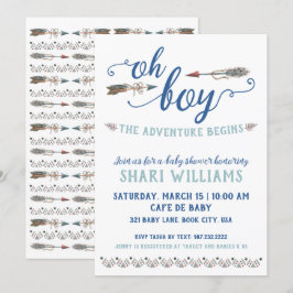 Oh Boy Tribal Baby shower nodiging Kaart