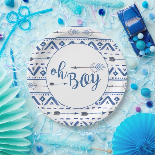 Oh Boy Tribal Baby shower Papieren Bordje (Feest)