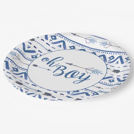 Oh Boy Tribal Baby shower Papieren Bordje (Gekanteld)