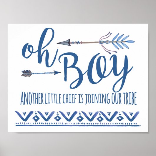Oh Boy Tribal Baby shower Sign. Poster (Voorkant)