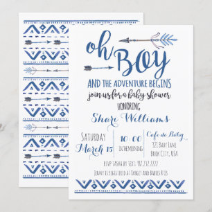 Oh Boy Tribal Baby shower Uitnodiging - CUSTOM