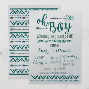 Oh Boy Tribal Baby shower Uitnodiging - Groen