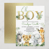 Oh Boy Tropical Oerwoud Animals Baby shower Kaart (Voorkant / Achterkant)