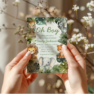 Oh boy Tropisch oerwoud safari dieren baby shower Kaart