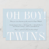 Oh Boy Twins Baby shower Uitnodiging (Voorkant / Achterkant)