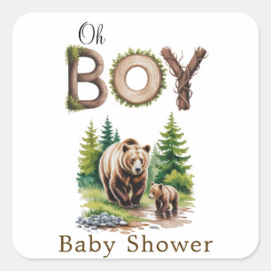 Oh Boy: Typografie en Beren Vierkante Sticker