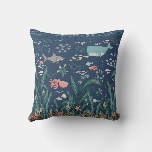 Oh Boy Under the Zee Octopus Baby Geboortestatisti Kussen (Achterkant)