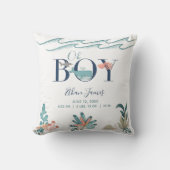 Oh Boy Under the Zee Octopus Baby Geboortestatisti Kussen (Voorkant)