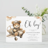 Oh Boy Vliegtuig vliegtuigjongen baby shower Kaart (Staand voorkant)