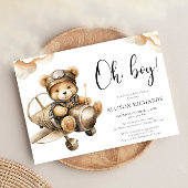 Oh Boy Vliegtuig vliegtuigjongen baby shower Kaart