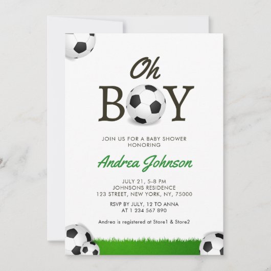 Oh Boy Voetballen Grass Player Coach Baby shower Save The Date (Voorkant)