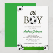 Oh Boy Voetballen Grass Player Coach Baby shower Save The Date (Voorkant / Achterkant)