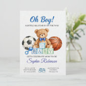  "Oh Boy" Watercolor  Baby Shower Invitation Kaart (Staand voorkant)