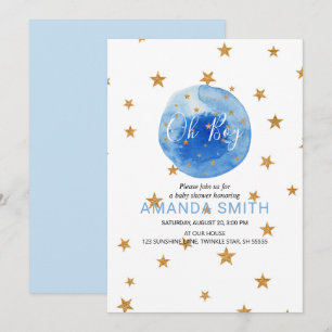 Oh Boy Waterverf Bloom en Gele Stars  Kaart