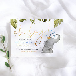 Oh Boy Waterverf Elephant Sprinkle Baby shower Kaart