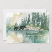 Oh Boy Waterverf Mam En Beer welp Baby shower Kaart (Voorkant)