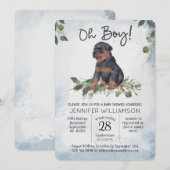 Oh boy! Waterverf Puppy Dog Baby shower Kaart (Voorkant / Achterkant)
