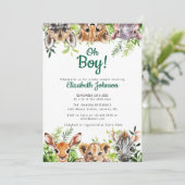 Oh Boy Waterverf Safari Animals Baby shower Kaart (Staand voorkant)