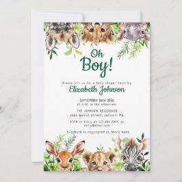 Oh Boy Waterverf Safari Animals Baby shower Kaart