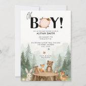 Oh Boy Waterverf Woodland Animals Baby shower Kaart (Voorkant)