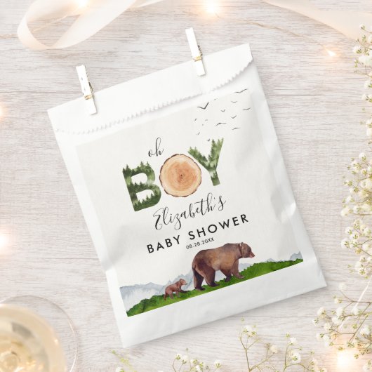 Oh Boy Waterverf Woodland Beer Baby shower Bedankzakje (Geknipt)