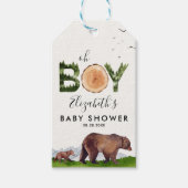 Oh Boy Waterverf Woodland Beer Baby shower Cadeaulabel (Voorkant)