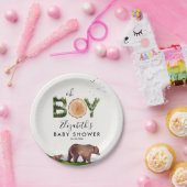Oh Boy Waterverf Woodland Beer Baby shower Papieren Bordje (Feest)