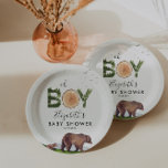 Oh Boy Waterverf Woodland Beer Baby shower Papieren Bordje<br><div class="desc">Waterverf bossen,  beer - BOY-baby shower papieren borden. !</div>