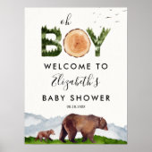 Oh Boy Waterverf Woodland Beer Welkom Poster (Voorkant)