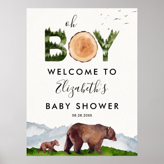 Oh Boy Waterverf Woodland Beer Welkom Poster (Voorkant)