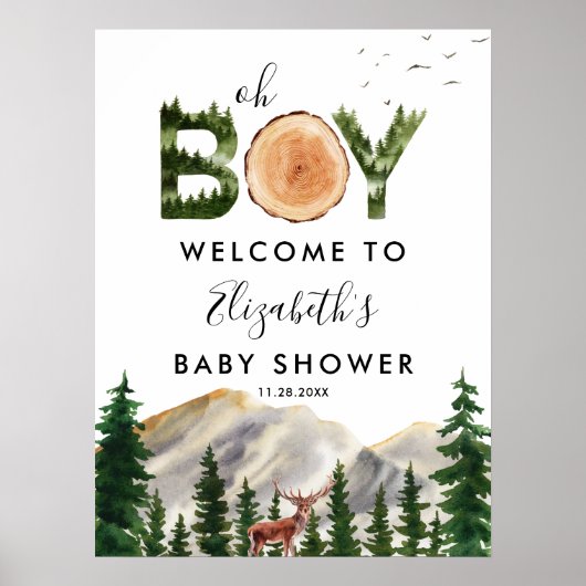 Oh Boy Waterverf Woodland Deer Welkom Poster (Voorkant)