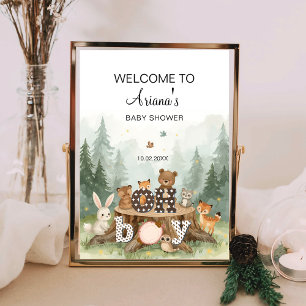 Oh Boy Waterverf Woodland Safari Animal Welkom Poster