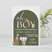 Oh Boy Wild One Animals Boy Baby shower Kaart (Staand voorkant)