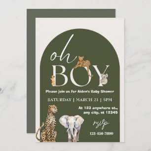Oh Boy Wild One Animals Boy Baby shower Kaart