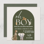 Oh Boy Wild One Animals Boy Baby shower Kaart (Voorkant / Achterkant)